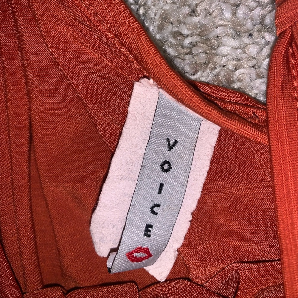 Volce Dark Orange & Brown Balled Blouse size M - Picture 7 of 11